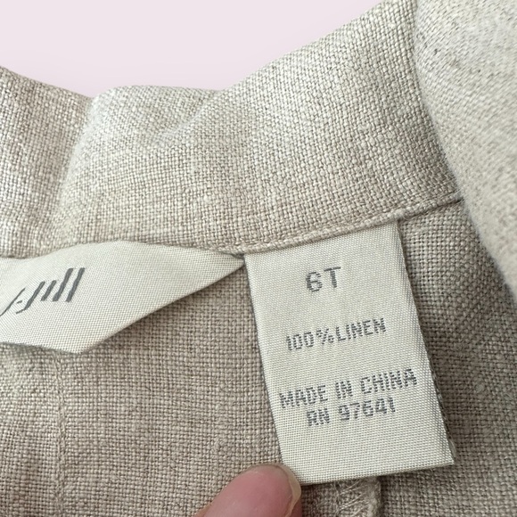 J. Jill Women’s 100% Linen Long Button Front Wheat Color Shirt Coat Size 6 Tall - Picture 9 of 14